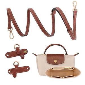 lot 58465 image: BBKON 2Sets Shoulder Strap for Longchamp Bag Women, Purse Organizer, No-Punch Length Adjustable Leather Replacement Strap (0.9CM Beige) - Retail $10