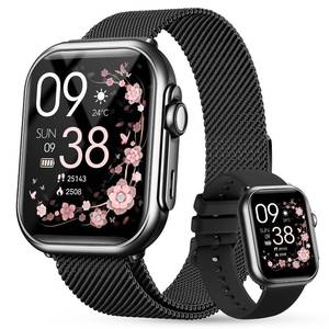Smart Watch for Women Men Fitness: 1.85" Smart Watch with 30 Days+ Battery Life Make/Receive Call Heart Rate SpO2 Sleep Monitor 120+ Sport IP68 Waterproof Fitness Tracker Watch for iPhone Android Black