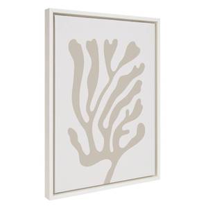 lot 30001 image: Kate and Laurel Sylvie Abstract Coral Coastal Beige Framed Canvas Wall Art by The Creative Bunch Studio, 18x24 White, Simple Modern Abstract Plant Wall D�cor Art -