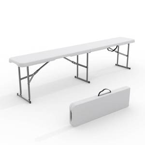 lot 30006 image: GarveeLife Portable Folding Bench 6 Foot, Plastic Foldable Bench HDPE BenchTop with Carrying Handle for Outdoor Picnic Camping Party Sports Activities - White