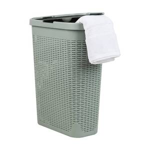 lot 30011 image: Mind Reader Slim Laundry Hamper with Lid, 40L Clothes Basket, Premium Wicker Design, Plastic, Mint
