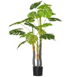lot 30016 image: HOMCOM 4FT Artificial Monstera Tree, Faux Decorative Plant in Nursery Pot for Indoor or Decor