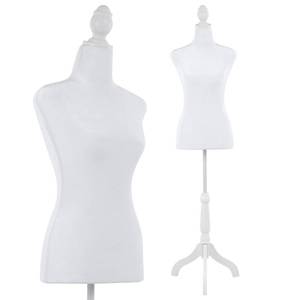 lot 30027 image: Mannequin Body Dress Form Torso Female Manikin 49.6-63.4 Inch Height Adjustable Wooden Tripod Stand High Density Foam Portable Display Mannequin (White)