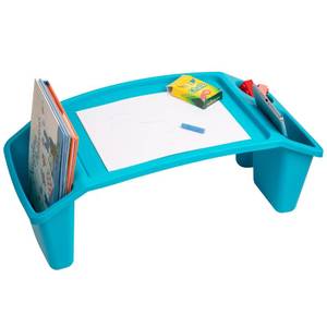 lot 30030 image: Mind Reader Kids Lap Desk, Activity Tray, Drawing, Stackable, Portable, Plastic, 22.25 L x 10.75 W x 8.5 H, Blue