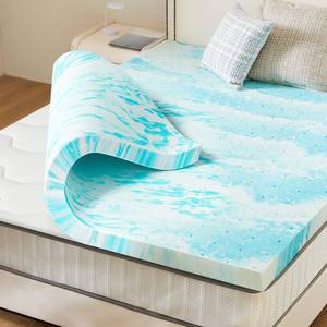 lot 30038 image: Sweetcrispy Mattress Topper King, 4 Inch Thick Memory Foam Gel Infused Cooling Toppers Pad for King Size Bed, Sleeper Sofa, RV, Camper, CertiPUR US Certified, Ventilated and Breathable