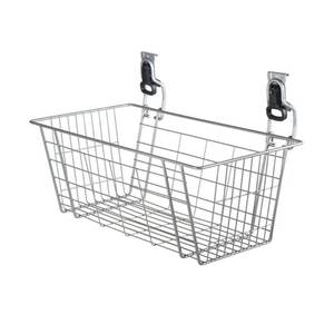 lot 30048 image: Rubbermaid Garage FastTrack Wire Mesh Basket Wall Mounted Storage System Holds up to 50 pounds Satin Nickel for Tool Toy Sports Equipment