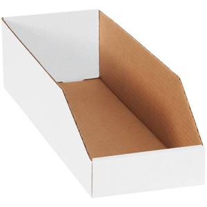 lot 30049 image: Boxes Fast BFBINBWZ618 Open Top Bin Boxes, 6 x 18 x 4 12, White (Pack of 50)