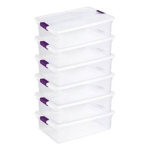 lot 30059 image: Sterilite 6-Pack 32 Quart ClearView Latch Box, Stackable Organizer Bins with Latching Lids - Clear Plastic Organization Containers for Closet, Bedroom, Shelving Units and Everyday Home Storage
