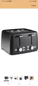 lot 31007 image: Amazon Basics 4 Slice Toaster, 7 Browning Settings, Extra Wide Slots for Bagels and Specialty Breads, Removable Crumb Tray, CancelDefrostBagel Buttons, 1500W, Black & Silver