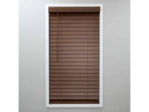 lot 31024 image: Eclipse 2in. Faux Wood Blinds, 29.5W x 72L in Dark Oak - Cordless Window Blinds, Certified Safe for Children & Pets, Light Filtering, Wand Tilt and Smooth Easy Operation, Window Shades for Home