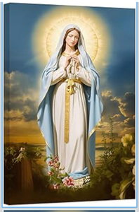 lot 32000 image: DOARTDO Virgin Mary Canvas Wall Art Catholic Pictures Wall Decor Religious Art Prints for Church Altar Home Decor Framed (16.00 x 24.00)
