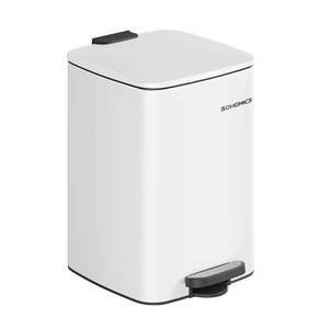 lot 32026 image: SONGMICS Kitchen Trash Can, 5.2-Gallon (20 L) Trash Bin, Stainless Steel Garbage Can, with Inner Bucket, Soft Close and Stays Open, Cloud White ULTB592W01