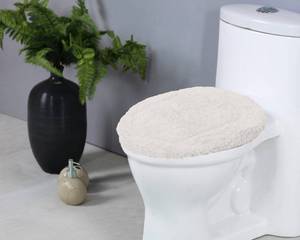 lot 32028 image: Home Weavers Luxury Collection 18 x 18 Toilet Lid Cover 100% Cotton, Ivory, Tufted, Soft & Absorbent, Non-Slip, Machine Washable Bathroom Lid Cover Mat