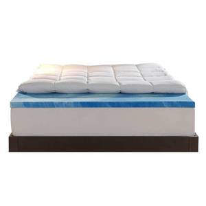 lot 32040 image: Sleep Innovations Dual Layer 4 Inch Memory Foam Mattress Topper, King Size, Medium Support, 2 Inch Cooling Gel Memory Foam Plus 2 Inch Pillow Top Cover