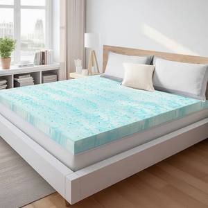 lot 32042 image: Sweetcrispy Mattress Topper King, 3 Inch Thick Memory Foam Gel Infused Cooling Toppers Pad for King Size Bed, Sleeper Sofa, RV, Camper, CertiPUR US Certified, Ventilated and Breathable