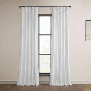 lot 33010 image: HPD Half Price Drapes Heritage Plush Velvet Curtains 84 Inches Long Room Darkening Curtains for Bedroom & Living Room 50W x 84L, (1 Panel), White