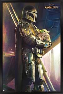 lot 33015 image: Trends International Star Wars The Mandalorian - Held Wall Poster, 22.375 x 34, Black Framed Version frame not good poster is on thick backing