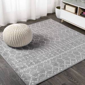 lot 33018 image: JONATHAN Y Boho Vintage Diamond GrayIvory Square Area Rug 3X3 ft, Moroccan Hype for Living Room, Bedroom, Kitchen, Office, Easy-Cleaning, High Traffic, Pet-Friendly, Non-Shedding (MOH101C-3SQ)