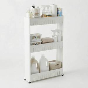 lot 33020 image: Lavish Home 3 Tier Shelf Rolling Cart - Narrow-Space Kitchen or Bathroom Shelf Organizer Cart - Slim Slide-Out Storage Shelves for Kitchen, Bathroom, Laundry and Pantry
