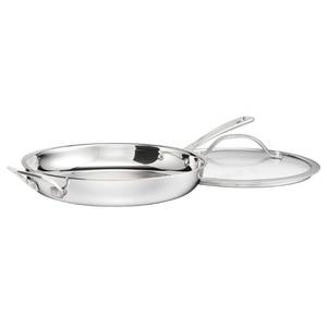 lot 33026 image: Cuisinart PureClad PureClad Triple-Ply 12 Stainless Steel Skillet with Helper Handle and Cover. PCT22-30HC
