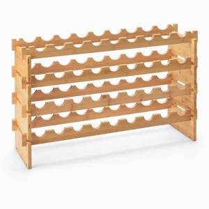 lot 33028 image: Amazon Basics Stackable Natural Bamboo Wine Rack, 36 Bottle Capacity