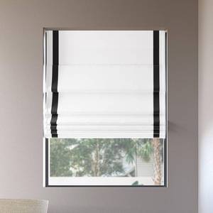 lot 33029 image: Sun Zero Denna Black Ribbon Border 100% Total Blackout Cordless Roman Shade, Black, 39 W x 64 L