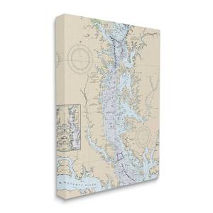 lot 33050 image: Stupell Industries Potomac River Chesapeake Bay Coastal Map Beige, Designed by Daphne Polselli Canvas Wall Art, Tan
