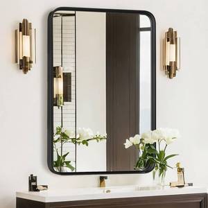 lot 33051 image: Atilioo Bathroom Mirror for Wall, 30x22 Inch Rectangle Mirror, Matte Black Metal Framed Bathroom Vanity Mirror for Restroom Farmhouse, Anti-Rust, Tempered Glass, Horizontally or Vertically Hanging