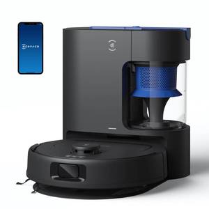 lot 33052 image: ECOVACS DEEBOT N20e Plus Robot Vacuum and Mop, 10000Pa Suction, Self-Emptying Bagless Base, Tangle-Free for Pet Hair, Smart Mapping, 300 Min Runtime, Alexa, HardwoodCarpetTile Turns on and charges