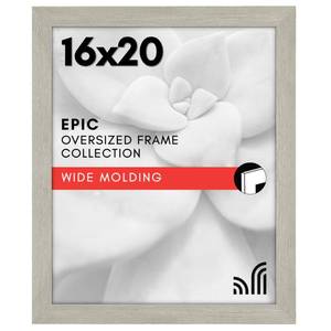 lot 33053 image: Americanflat 16x20 Picture Frame with Polished Plexiglass - Wide Picture Frames Made of Engineered Wood for Vertical or Horizontal Wall Display - Epic Collection - Grey