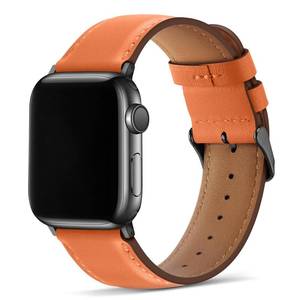 lot 20014 image: Tasikar Bands Compatible with Apple Watch Band 49mm 46mm 45mm 44mm 42mm Genuine Leather Replacement Straps Compatible with Apple Watch Ultra 3 2 1 SE Series 11 10 9 8 7 6 5 4 3, Cosmic Orange - Retail $16