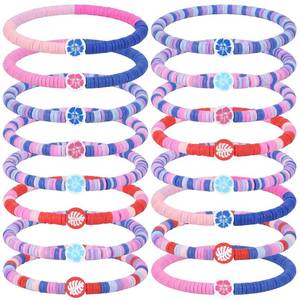 lot 20025 image: Landical 16 Pcs Hawaiian Palm Birthday Party Supplies Favors Friendship Bracelet Set Adjustable Stretch Beaded Bracelets - Retail $13