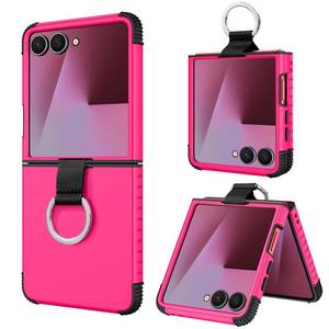 lot 20042 image: BENTOBEN for Samsung Galaxy Z Flip 7 5G Case with Ring, Heavy Duty 2 in 1 Full Body Rugged Galaxy Z Flip7 Case Girls Women Boy Men Shockproof Protection Cases Cover for Samsung Z Flip 7 6.9��, Hot Pink - Retail $16