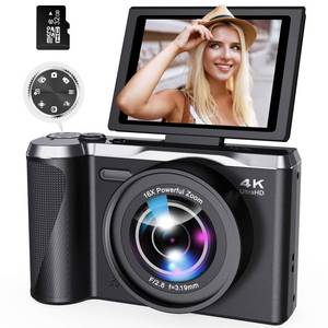 lot 20050 image: 4K Digital Camera for Photography, 56MP Autofocus Vlogging Camera with 3 180° Flip Screen, 16X Zoom Compact Travel Camera for Beginners & Teens powers on and works - Retail $43