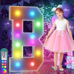 lot 20052 image: imprsv 4FT Colorful Marquee Letters B, 18 Colors Large Light up Letters Alphabet Sign with Remote, Large , Birthday Party Decorations Anniversary Wedding Decoration - Retail $40
