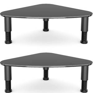lot 20057 image: Hemudu 2 Pack Computer Monitor Riser  Triangle Save Space Desktop Corner Stand for Computer Monitor & Laptop Black HD01B-203 - Retail $24