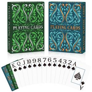 lot 20063 image: Playing Cards, Plastic Playing Cards Waterproof, Deck of Cards 2 Pack, Large Print Playing Card for Seniors Adults, Premium Poker Cards Set for Beach Pool Party Trip Camping Games (Blue & Green) - Retail $10