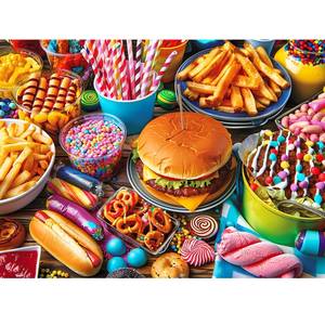 lot 20064 image: 500 Piece Puzzle for Adults, Hamburger Jigsaw Puzzles, Youths Favorite Foods Puzzles 500 Pieces, Birthday and Barious Holiday Party for Family Adult, Funny Puzzle for Adults, 20.5x15 in - Retail $9