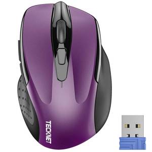 lot 20065 image: TECKNET Wireless Mouse, 2.4G Ergonomic Optical Mouse, Computer Mouse for Laptop, PC, Computer, Chromebook, Notebook, 6 Buttons, 24 Months Battery Life, 2600 DPI, 5 Adjustment Levels - Purple - Retail $8