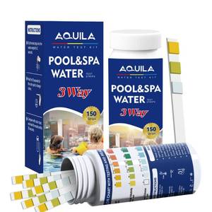 lot 20091 image: Pool Water Test Strips Kit, 150 Count Spa Test Strips for Hot Tub, 3 Way Water Testing Kit for pH, Alkalinity, Chlorine - Retail $7