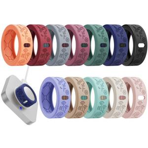 lot 20096 image: YWXTW Floral Cover for Oura Ring 43 4 CeramicSamsungUltrahuman, Support Charging Silicone Ring Protector for WomenGirlsMen, Dressy Accessories, 12 Pack (Multicolor, S) - Retail $13