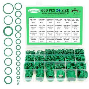 lot 20098 image: 600 Pcs Car Air Conditioning o Ring Kit,24 Sizes O Ring Assortment Kit,Rubber O-Ring Sealing Washer Gasket Set for Pressure Washer, Plumbing Sealing Repair, Air Or Gas Connections, Resist Oil and Heat - Retail $10