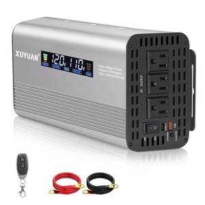 1500W Pure Sine Wave Inverter, 12V/24V Auto-Detect, 50Hz/60Hz Switchable, LCD Display, Type-C Fast Charging, Silent Design, Overload & Overheat Protection for RV, Home - Retail: $120