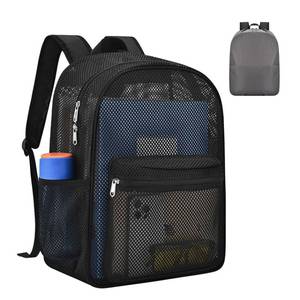 lot 20107 image: USPECLARE Heavy Mesh Backpack with Rain Cover,See Through Mesh Backpack for School,Beach,Gym,Swimming Equipment,Outdoor Sports - Retail $18