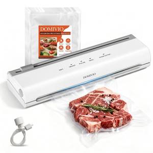 lot 20134 image: DOMIVIO 75Kpa Vacuum Sealer Machine for Food, 5-in-1 Food Saver with Built-In Cutter & 20 BPA-Free Bags �� Dry & Moist Modes, Compact Easy-to-Use Vacuum Sealer for Meal Prep (VS2093) - Retail $30