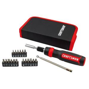 lot 20135 image: CRAFTSMAN Ratcheting Screwdriver, Multibit Set, 26-Piece (CMHT68001) - Retail $17
