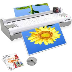 lot 20151 image: Laminator Machine 11X17 with 70Letter Size Laminating Sheets for A3A4,13Inch Wide Thermal Hot&Cold 2Roller Lamination Laminated 3-5mil for Office Home Teacher,with Paper Cutter,Corner Rounder - Retail $65
