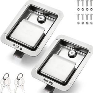 lot 20166 image: Loclink Truck Tool Box Lock Replacement kit, 2PCS Stainless Steel Paddle Latch Truck Bed Toolbox Handle, Trailer Door, RV, Camper, ATV, UTV, 5.85 L x 4.25 W with Keys - Retail $37