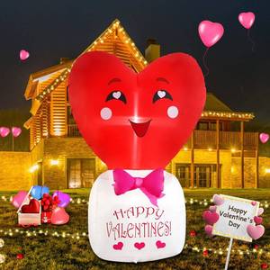 lot 20173 image: Valentines Day Inflatable Yard Decorations, SHDEJTG 4 Ft Light up Love Heart Blow up Outdoor Decor for Garden Indoor Lawn Wedding Party Valentines Gifts - Retail $25