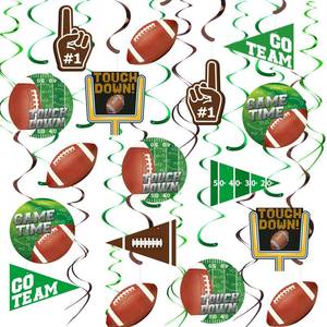lot 20176 image: 30 Pieces Football Party Decorations Football Hanging Swirl for Football Birthday Party Football Game Day Tailgate Party Supplies - Retail $10